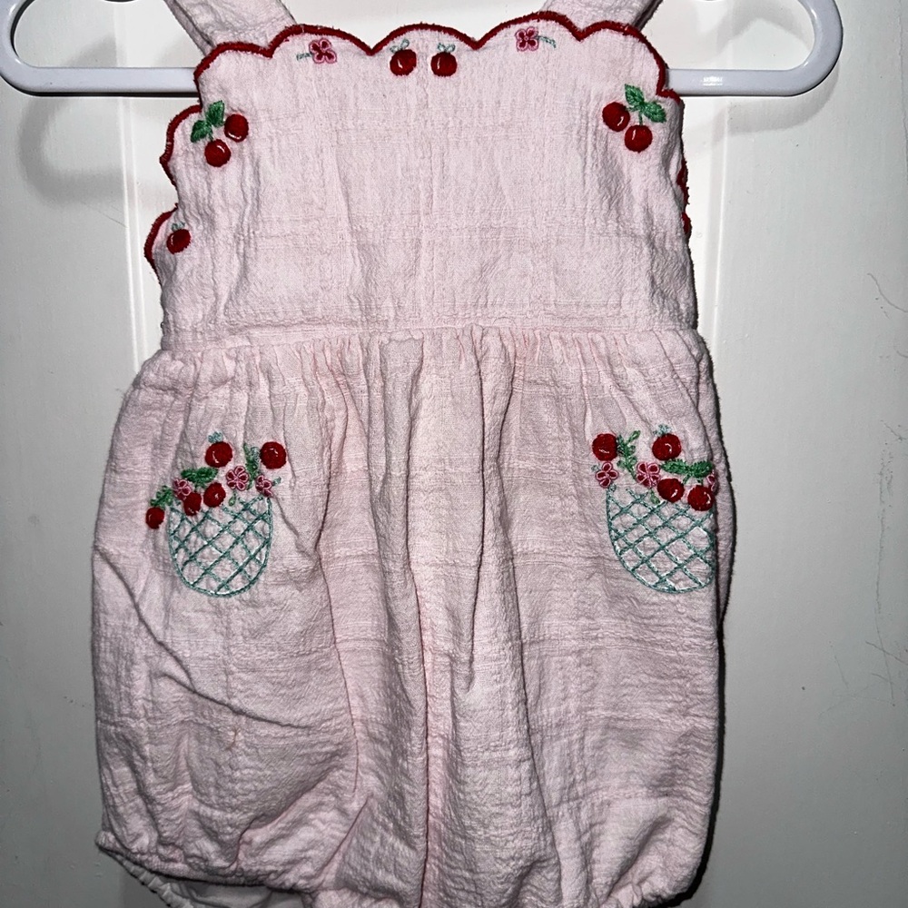 Sophie & Lucas Girls Summer Berries Sunsuit Bubble - pink